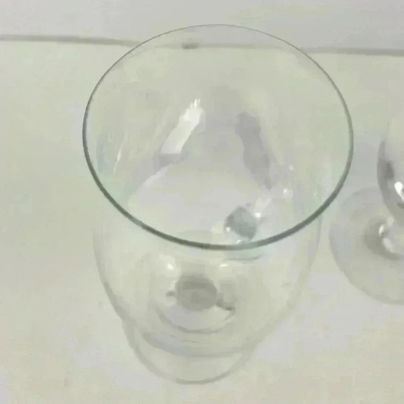 VTG Set of 4 Hand Blown Goblet Style Pedestal Cups Handle Clear Glass 7.5" Tall - Picture 3 of 14